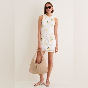 NWT Saylor Bright White Lemon Crochet Wynn Mini Dress in Size S